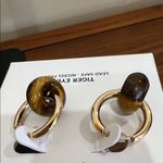 House of Harlow 1960 | Gold Hoop Tiger Eye Earrings Photo 5