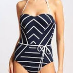 Seafolly Castaway One Piece Swimsuit US Size 8 AU 12 Nautical Stripe Medium M Photo 0