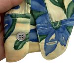Equipment  Women’s M Long Sleeve‎ Silk Shirt Butter Yellow Blue Floral Tropical Photo 3