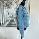 Levi's Premium Womens Paint Splatter "Doritos" Cotton Blend Denim Jacket Photo 4