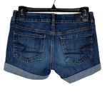 American Eagle  SZ 0 MIDI Jean Shorts Cuffed Super Stretch Low-Rise Whiskered Photo 2