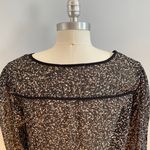 Pleione Sheer Speckled Long Sleeve Pullover Blouse- Black- Size Medium Photo 5