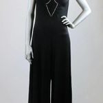 Vintage 1970s Black Jumpsuit with Rhinestone Detailing Large Photo 6