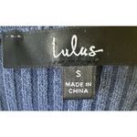 Lulus Blue Ribbed Knit Long Sleeve Midi Dress Sz S Ruched Front Bodycon Slit Photo 4