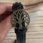 Unisex Genuine Leather Black Bracelet decorated with Tree of Life Photo 3