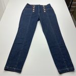 J. McLaughlin  Hastings Jeans High Rise Skinny Sailor Front Gold Snaps‎ Blue 8 Photo 0