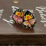 1960s Vintage Dried Flower Teardrop Earrings Lucite Resin Botanical Pink Photo 1