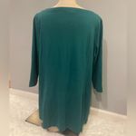 J.Jill  Ponte Tunic Top Size L/XL Teal  3/4 Sleeve Side Slits shirt EUC boatneck Photo 1