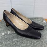 Talbots Vintage Black Leather Closed Square Toe Pumps Heels Size 8 Photo 0