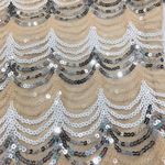 Crystal Doll NWT Beige Black Silver Sequin Scallop Dress 3/4 Sleeves  Prom Bride Photo 5