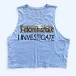 Rebellious One  I Don’t Stalk I Investigate Funny Muscle Tee in Gray Size XL Photo 0