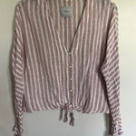 Rails  Sloane‎ Rose Stripe Tie-front Top Linen Blend Women’s Size Large Photo 0