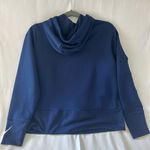 Nike Hoodie Womens L Medium Blue Ribbed Hooded Sweatshirt Pullover Cropped Photo 6