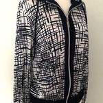 Chico's ✅ Blue and White Long Sleeve Hood Zipper Stretchy Jacket Sz 1 (M/8) Photo 2