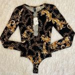 Windsor  Luxe Link Plunge Neck Bodysuit Chain Print NWT size XS​ Photo 6