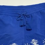 Loft Ann Taylor Womens Floral Embroidered Boho Shorts SMALL Navy Blue Scalloped Photo 2