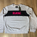 RAW Women’s Gray & Black Crewneck Sweater with Pink Detail – Size L Size L Photo 0