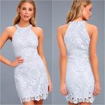 Lulus Dress Love Poem Lace Mini Halter Neck Sleeveless Light Blue XS Photo 1
