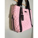 Steve Madden  Quilted Puffer Tote Bag Lilac Purple Black Straps Zip Pockets Large Photo 2