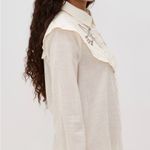 THE GREAT. Cream Button Down Shirt with Embroidery Size undefined Photo 2