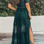 Green Maxi Short Sleeve Lace Dress Size L Photo 4