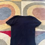 Brandy Melville Zelly Short Sleeve Crop Top Black Button Down Ribbed One Size Photo 2