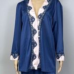 Vintage Undercover Wear Pajama Set Large Blue Pink Nylon Pants Long Sleeve Top Photo 0