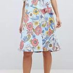 ASOS Maternity One Shoulder Cape Dress Blue Floral Photo 1