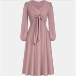 Grace Karin #308  Bow-Knot Long Sleeve Midi Dress Photo 2