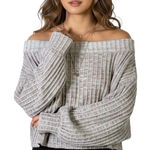 Ecote Off Shoulder Cropped Sweater Womens XS Cream Ribbed Knit Neutral Boho Photo 0