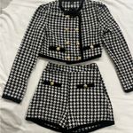 Black and White Houndstooth Women's Jacket & Shorts Set Size XS Photo 0