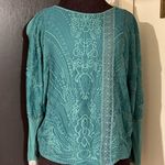 Anthropologie π Tiny by Teal Patterned Long Sleeve Top with Lace Overlay Photo 0