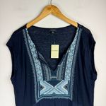 Lucky Brand NWT  Embroidered Top Blouse Sz XL Blue Western Aztec Flowy Tank Photo 5