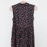 Erika Y2K Women Dress Size PS Black Floral Button Front Dark Cottage Prairie 90s Photo 5