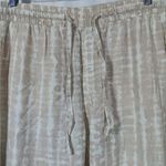 Old Navy XL Linen Blend Pull On Pants Tan White Striped Elastic Waist Tapered Le Photo 2