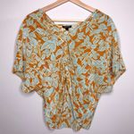 Topshop  Floral Print Pleated Cropped Blouse Size S Photo 0