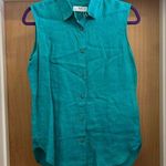 Uniqlo Linen Turquoise Sleeveless Button-Down Shirt - size XS (oversized!) Photo 0