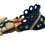 Vintage Baby Brooch Pin – Pacifier, Blue Bonnet & Polka Dot Romper – Figural 2″ Photo 2