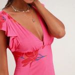 Free People She's A Waterfall Pink Floral VNeck Flutter Sleeve Wrap Maxi Dress Photo 3