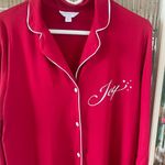 Charter Club  Intimates Women's size L Candy Red Believe Button Down Sleepshirt Photo 5