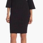 Calvin Klein Quarter Bell Sleeve Crew Neck Exposed Back Zip Sheath Dress 4 Photo 0