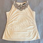 White House | Black Market  White Tank with Black and brown Lace Detail Photo 0