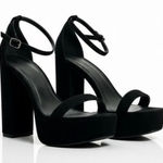 Charlotte Russe  Platform Heels Womens 9 Black Ankle Strap Faux Suede Open Toe Photo 0