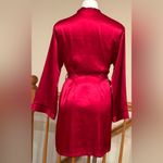 Jones New York Jone New York Bright Red Vintage Satin Robe Black Embroidered Initials. Sz L Photo 2