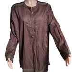 Cute Options  brown long sleeve henley boho top 1X & 3X
 Photo 2