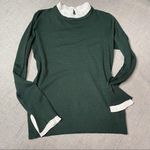 Vila Milano  Hunter Green Layered Look Wool Sweater with Pleated Blouse Large Photo 0
