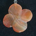 Carved Carnelian Agate Gemstone Orange Hibiscus Floral Pendant Photo 1