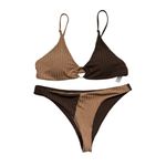 SheIn  Colorblock Textured Ring Linked Bikini Swimsuit Photo 2