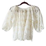 Madewell Floral Eyelet Embroidered Shirred Puff Sleeves Ivory Women’s Size XS Photo 2