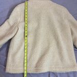 Light Cream Button up Faux Fur Sherpa Fleece Jacket Warm Winter Teddy Coat Size Large Tan Photo 9